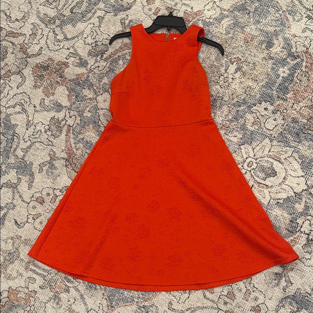 Spense Girls' Bright Orange Sleeveless Fit & Flare Dress